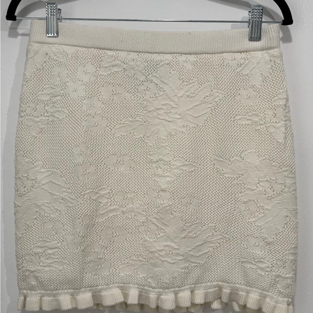 Freshman 1996 Elegant Cream Knit Skirt Medium